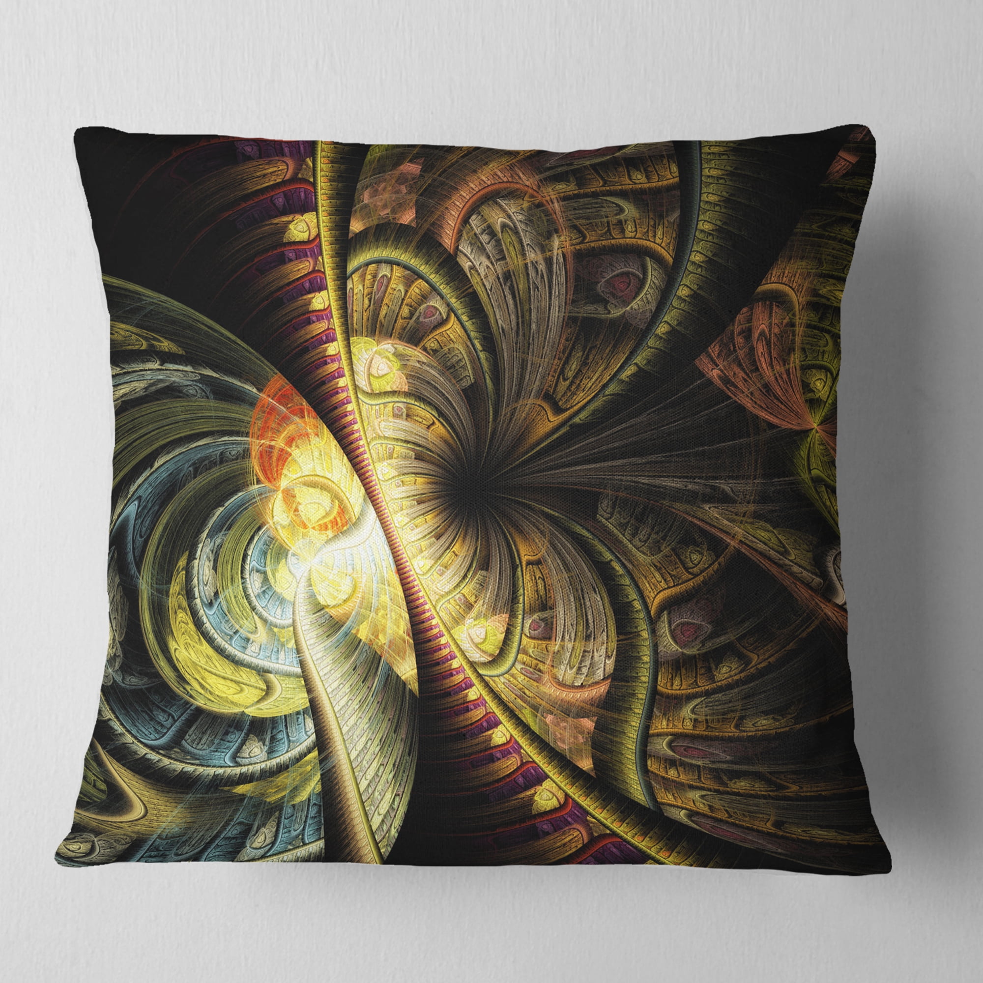 Designart Fractal Illustration - Abstract Throw Pillow - 16x16