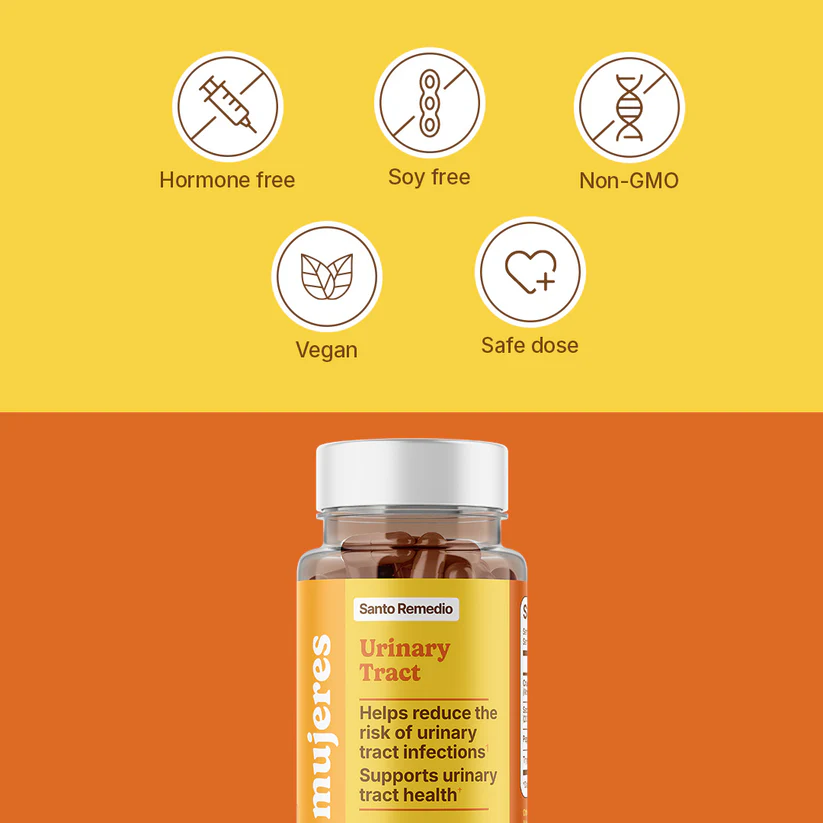 Santo Remedio Urinary Tract, Dietary Supplement, Helps Reduce Urinary Tract Infections, Unique Formula with Cranberries, Probiotics, and Enzymes, Clinically Proven Ingredients, Non-GMO, 30 Servings