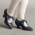 thumbnail image 2 of Juebong Cute Ladies Shoes Dressy Pointed Toe Pumps Chunky Low Heels Sweet Ankle Strap Party Dress Shoes Dark Blue,43, 2 of 8