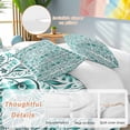 thumbnail image 2 of 3 Piece Teal Boho Duvet Cover Set Queen Size,Microfiber Comforter/Quilt Cover with Corner Ties and 2 Pillowcases,Ethnic Tribal Floral Abstract Art Aesthetics All Season Bedding with Zipper Closure, 2 of 8