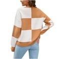 thumbnail image 4 of Women's Plaid Checkered Sweater Color Block Crewneck Pullover Drop Shoulder Oversized Fit Trendy Graphic Knit Top for Fall Winter Casual Outfits, 4 of 4