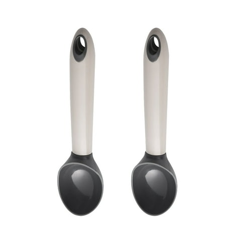

2pcs Durable Ice Cream Spoons Scoops Kitchen Gadget for Home Dessert Shop (Grey)