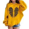 thumbnail image 2 of Hoodies for Girls Solid Color Pullover Top Classic Long Sleeve Autumn Winter Hooded Sweatshirts Fleece Padded Warmth Lounge Coats Holiday Outdoor Activewear Children Hoodie Yellow 5-6 Years, 2 of 6