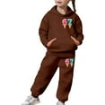thumbnail image 3 of 67 Six Seven Letter Outfits Set For Kids Outfits Set Casual Girls Fashion Hoodie And Jogger Cute Printed Pullover Tracksuit For Kids And Daily Wear Brown 160(12-13 Years), 3 of 9