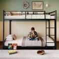 thumbnail image 2 of Aukfa Twin over Twin Metal Bunk Bed with Full-Length Guardrails for Kids and Teens, Quiet Design, Black, 2 of 8