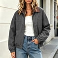 thumbnail image 2 of hlysgo Women's Barn Jacket Collar Zipper Utility Jacket Cinchable Hem Workwear Jacket with Pockets Gray,S, 2 of 6