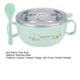 thumbnail image 7 of Soumake Kids Training Bowl Fall Resistance High Temperature Resistant with Lid Easy to Clean Dual Handles Dustproof Stainless Steel Cartoon Kids Bowl Toddlers Spoon for Daily Use, 7 of 7