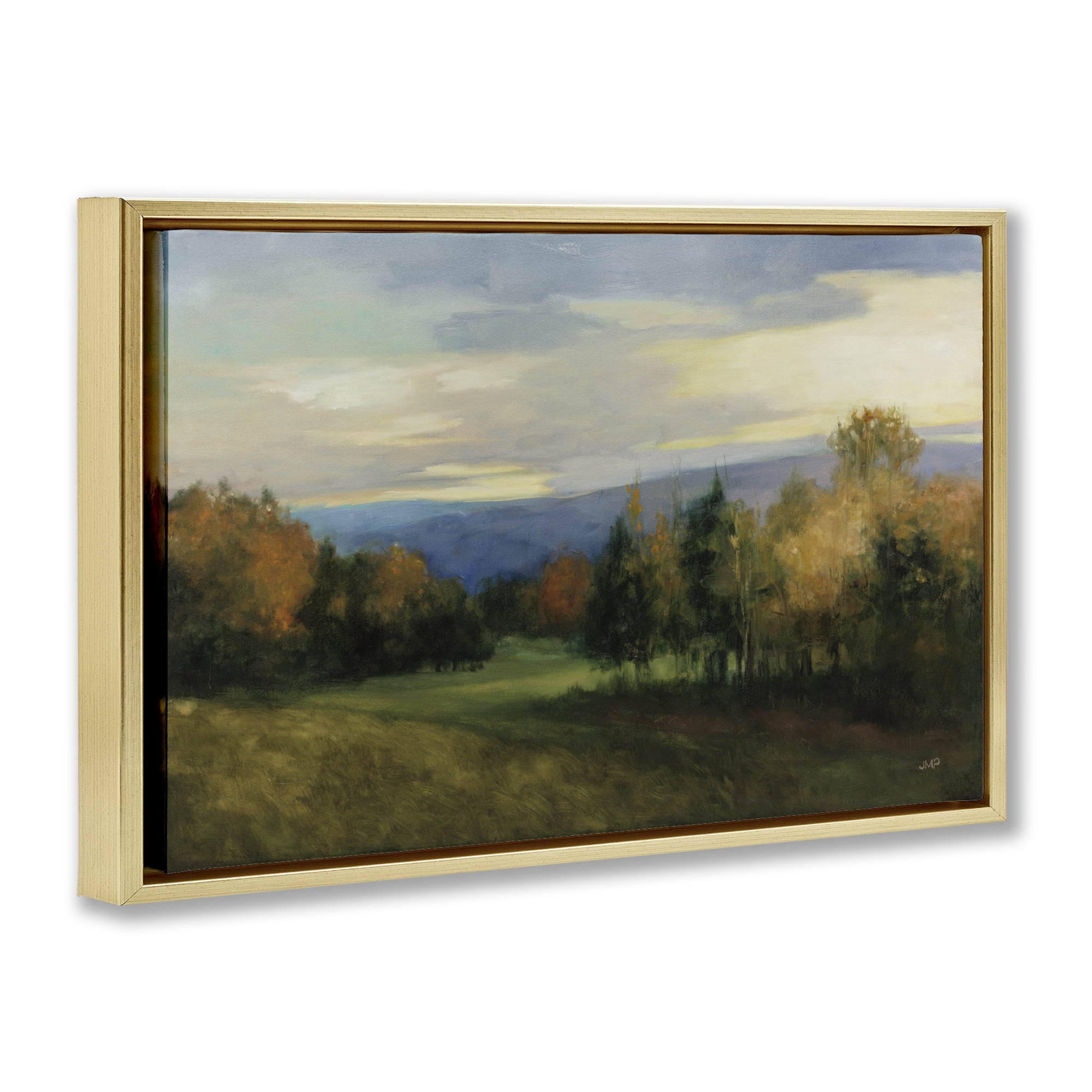 Stupell Industries October Meadow Countryside Gold Framed Floater Canvas Wall Art, design by Julia Purinton