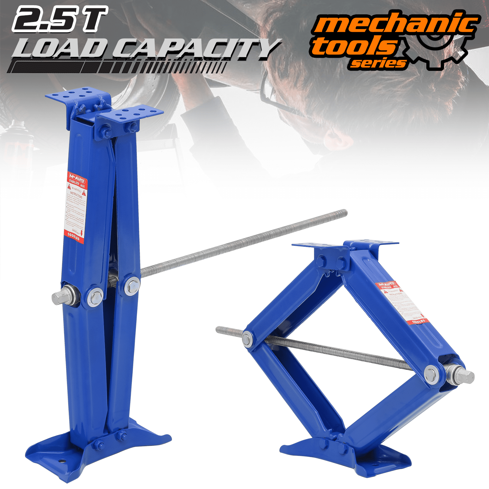M-AUTO 2.5 Ton Scissor Jack Set of 4, 5000lbs Heavy Duty Car Jack Kit for Changing Tires Tools, Stabilizer Leveling Scissor Jacks with Handle, Blue