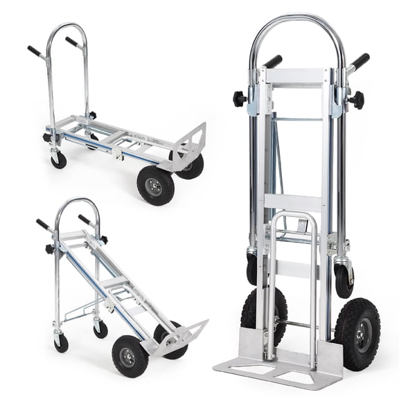 Ataucjin 3-in-1 Convertible Aluminum Hand Truck, 1000 lbs Heavy-Duty Folding Dolly Cart with 4 Rubber Wheels & Telescoping Handle for Moving Furniture, Appliances, Warehouse & Home