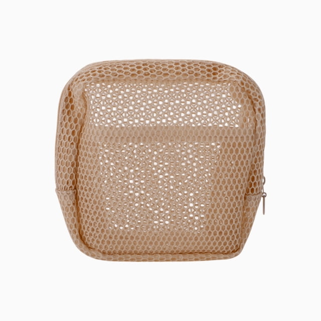 Bolsas de Maquillaje de Cuadrícula Duraderas 1 Pc Beige de Poliéster
