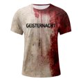 thumbnail image 4 of Halloween T Shirt Men's Casual Round Neck Blood Splatter Pattern Tops Horror Bloody Printed Short Sleeve Tops 4XL, 4 of 5