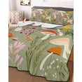 thumbnail image 3 of Quilts Twin Size, Sage Green Mushroom Soft Comforter Bedding Set for Bed, Spring Blooms Botanicals Lightweight Quilted Bedspread with Pillow Cover(2 Pieces) for All Season, 68x86 Inch, 3 of 6