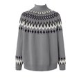 thumbnail image 6 of larppty Women's Fair Isle Sweater Casual Crewneck Long Sleeve Lightweight Vintage Knit Jumper Tops (Grey, XL), 6 of 8