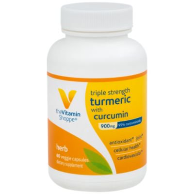 - The Vitamin Shoppe Triple Strength Turmeric with Curcumin 900mg, Supports Joint Mobility Provides Antioxidant Benefits 5mg Bioperine to Enhance Nutrient Absorption Once Daily (60 Capsules)