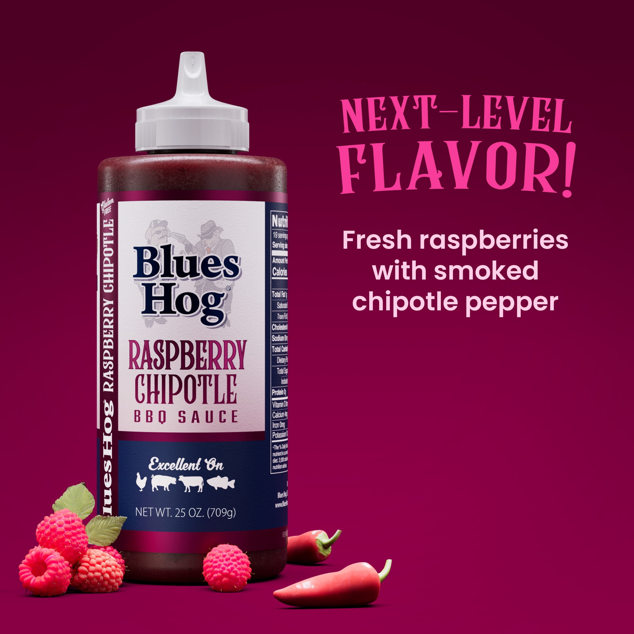 Blues Hog Raspberry Chipotle BBQ Sauce, Gluten-Free,  25 oz