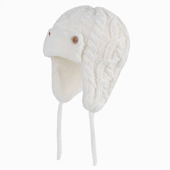Kids Winter Hat Hat For Toddlers Kids Warm Fleece Lined Winter Earflap Hat For Boys Girls Kids Knitted Beanie for Baby Boys,0-1 Years,A99-White