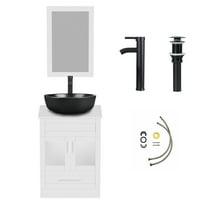 ELECWISH 24" Vanity Bathroom Cabinet with Mirror and Vessel Sink Bowl Faucet Combo Set
