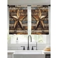 thumbnail image 3 of Retro Star Sheer Curtains 45 inches Long 2 Panels Set Abstract Metal Shabby Stars Old Mottled Wood Wall Tiers Sheers Rod Pocket Small Window Short Curtains for Kitchen Cafe, Each 52" W x 45" L, 3 of 7
