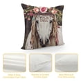 thumbnail image 4 of Animal Throw Pillow Cushion Cover, Boho Horse Head Sketch with Flowers Colorful Feathers Gypsy Spirit, Decorative Square Accent Pillow Case, ", Green Pink, 4 of 5