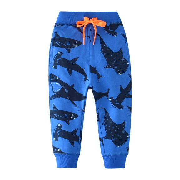 WEIYLL Boys Pants Toddler Sport Cartoon Prints Fashion Blue Fall Clothes size 5-6 Years