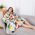 thumbnail image 5 of Oversized Wearable Blanket Hoodie,Colorful Feather Collage Pattern Sherpa Blanket Hoodie with Super Pockets,Super Warm Fuzzy Pullover for Women & Men, 5 of 6