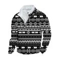 thumbnail image 2 of Blusa y camisa de manga larga con cuello alto para hombre, sudadera informal con capucha, estampado étnico retro, cuello alto, cremallera, manga larga, holgada, con bolsillos, blusa para hombre, 2 of 3