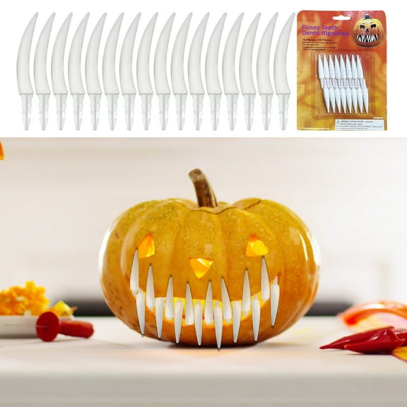 Luckky 6 PCS Halloween Pumpkin Teeth, Spooky Pumpkin Fangs, Pumpkin Lantern Teeth for Halloween Home Party Decoration School Handicraft Activities, 6.9cm/2.7inches