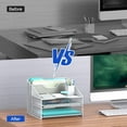 thumbnail image 6 of White Desk File Organizer, Mesh Letter File Folder Holder with 3 Paper Trays and 2 Vertical Upright Section, for Office Supplies, Desk Accessories & Workspace, White, 6 of 6