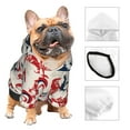 thumbnail image 3 of Fotbe Roosters Print Small Dog Sweater Hoodies Pet Grey Hooded Soft Fleece Sweatshirts with Pocket Fall Winter Puppy Cat Sweaters Warm Clothes-Small, 3 of 7
