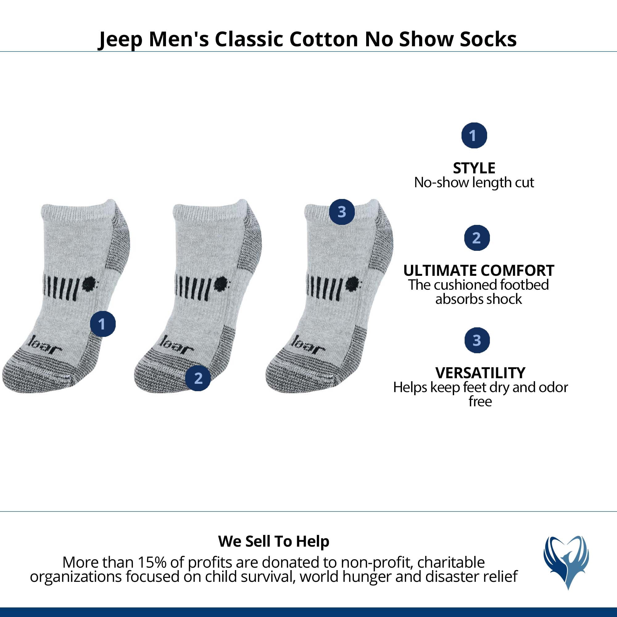 Jeep  Classic Cotton No Show Socks (Men)