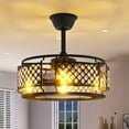thumbnail image 2 of Uforic Industrial Ceiling Fan with Remote, Indoor Crystal Chandelier Fan for Living Room, Black, 2 of 7
