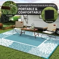thumbnail image 4 of SIXHOME Outdoor Rug 8'x10' Waterproof Reversible Patio Rug Floral Border Plastic Straw Indoor Outdoor Rug for RV Camping Garden Picnic Beach Deck Backyard Porch Decor Light Blue, 4 of 7