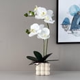 thumbnail image 2 of Planta de flores artificiales de orquídea blanca, flores artificiales de orquídea para decoración del hogar (blanco-1), 2 of 4