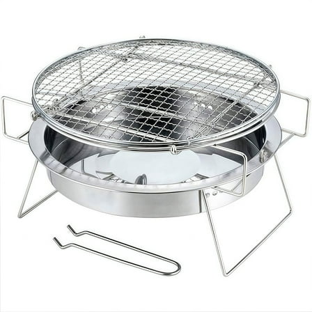 AFQH Stainless Steel Foldable Portable Barbecue Charcoal Grill for Camping Picnic BBQ