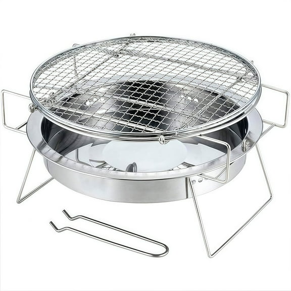 AFQH Stainless Steel Foldable Portable Barbecue Charcoal Grill for Camping Picnic BBQ