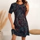 thumbnail image 2 of Vestido Corto para las Mujeres Cuello Redondo Manga Corta Impresa Suéter, Moda Casual Estilo Línea, 2 of 5