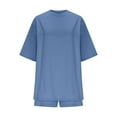 thumbnail image 6 of Timdgard Lounge Sets for Women Short Sleeve Loose Tops Slim Shorts 2 Piece Solid Color Athletic Outfits, 6 of 7