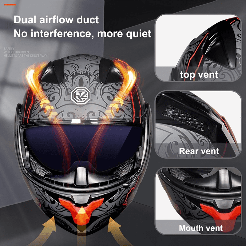 DOCRELD Bluetooth Modular Motorcycle Helmet,Motorcycle Helmet,DOT Approved,Dual Visor Full Face Flip up Integrated Motorcycle Helmets,Built-in Dual Speaker Microphone,Waterproof Adults Men Women