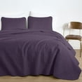 thumbnail image 2 of Chezmoi Collection Luca 3-Piece Oversized Bedspread Set, Queen Size, Purple, Summer Quilt Lightweight Microfiber Bedspread 100 x 106, Floral Medallion Pattern Coverlet for All Season, 2 of 9