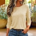 thumbnail image 2 of PBFRDSJ Women's Crew Neck Stripe Blouse, Long Sleeve Textured Casual Top, Relaxed Fit Daily Wear Shirt, Sizes S-5XL, 2 of 6