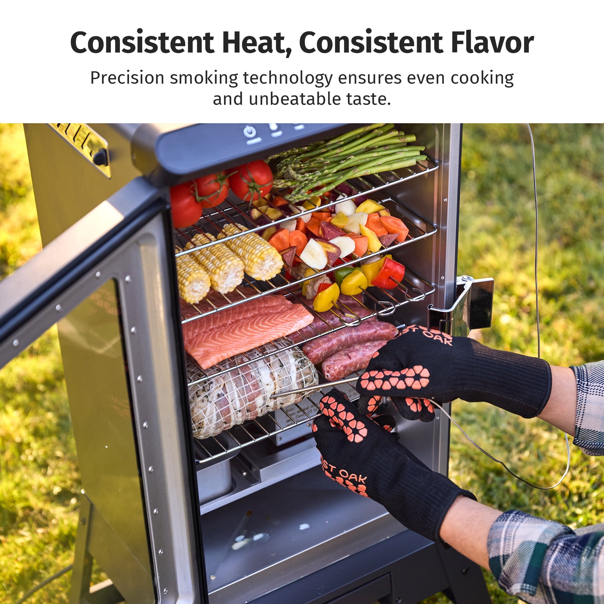 East Oak 725 Sq In Electric Smoker With Stand, Night Blue & Grey