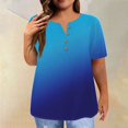 thumbnail image 2 of IYYVV Cute Plus Size Tops For Women Short Sleeve Button Womens Shirts Dressy Casual V-Neck Summer Blouses Tie Dye Graphic Tees Trendy Loose Fit Clothes Fall Fashion 2024 Blue 5XL, 2 of 6