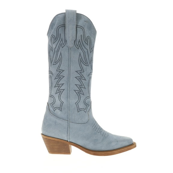 Roper Womens Kit Laser Embroidered Square Toe Pull On Cowboy  Mid Calf Boot