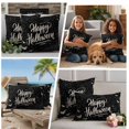 thumbnail image 5 of Happy Halloween Outdoor Waterproof Pillow Covers, Black Vintage Spooky Bats Cobweb Stripes Decorative Square Throw Pillowcase Sofa Cushion Sham for Patio/Couch/Chair, 16"x16" 2 Pack, 5 of 8