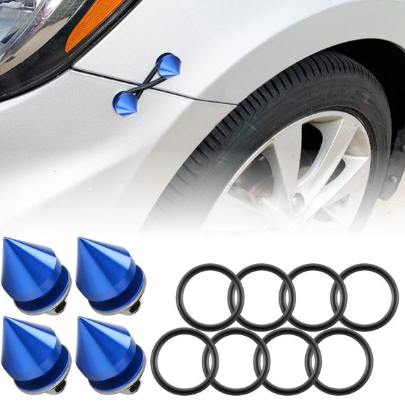 Rolling Gears JDM Bumper Quick Release Front Rear Bumper Fasteners, Spike 4 Piece (Blue), 8 x O-Ring
