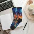 thumbnail image 6 of Pofeuu Neon Shanghai Cityscape Night Print Crew Socks, Adult Running Hiking Socks for Youth and Adult, 6 of 7
