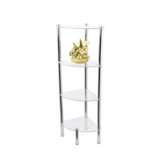 AVF Small Black Glass 3 Tier Corner Shelving Unit (Chrome) S53-A