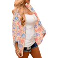 thumbnail image 5 of Rovga Women'S Swimwear Cover Ups Short Sleeve Ladies Lfloral Print Chiffon Cardigan Oose Beach Wear Cover Up Blouse Top 2Xl Pink, 5 of 7