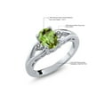 thumbnail image 5 of Gem Stone King 925 Sterling Silver Green Peridot and White Diamond 3 Stone Engagement Ring for Women | 1.40 Cttw | Oval 8X6MM | Round 2MM | Gemstone August Birthstone | Size 5, 5 of 5